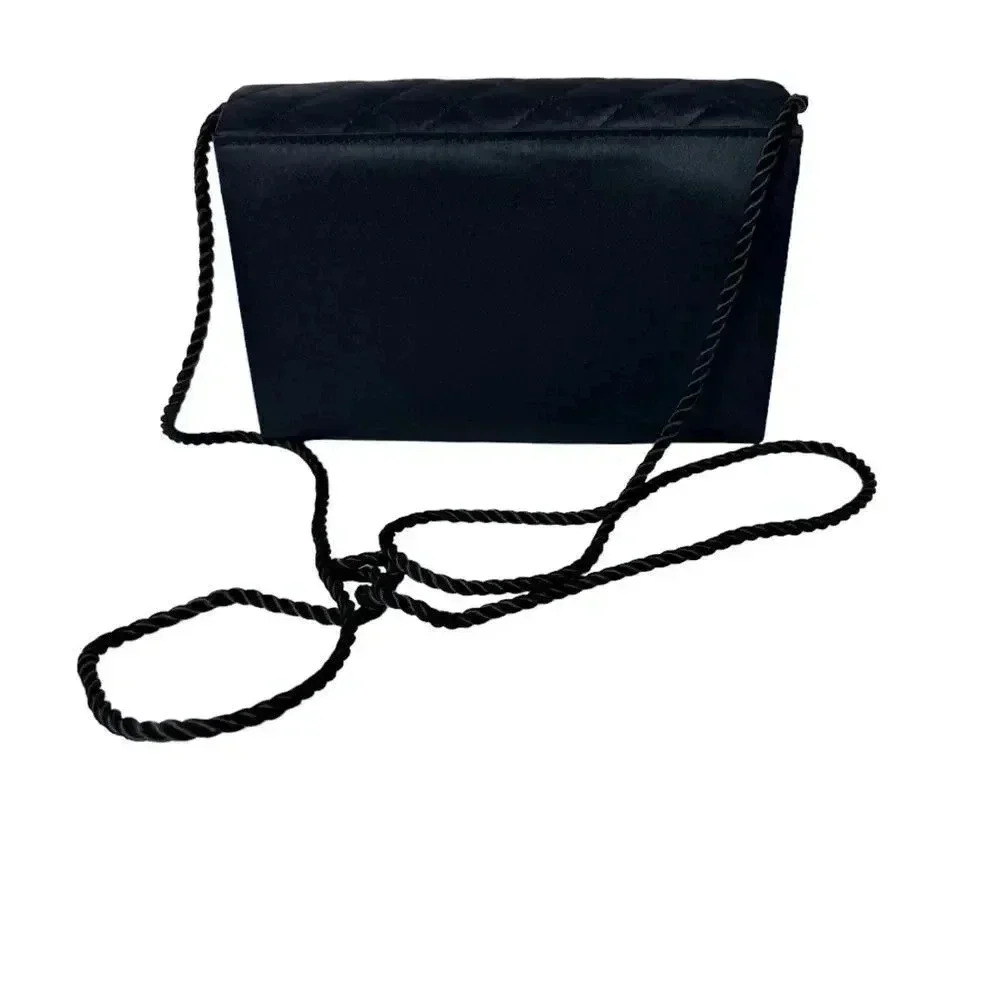 Saks Fifth Avenue quilted Black evening Bag with corded strap - Picture 3 of 9